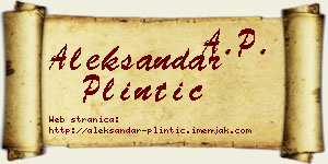 Aleksandar Plintić vizit kartica